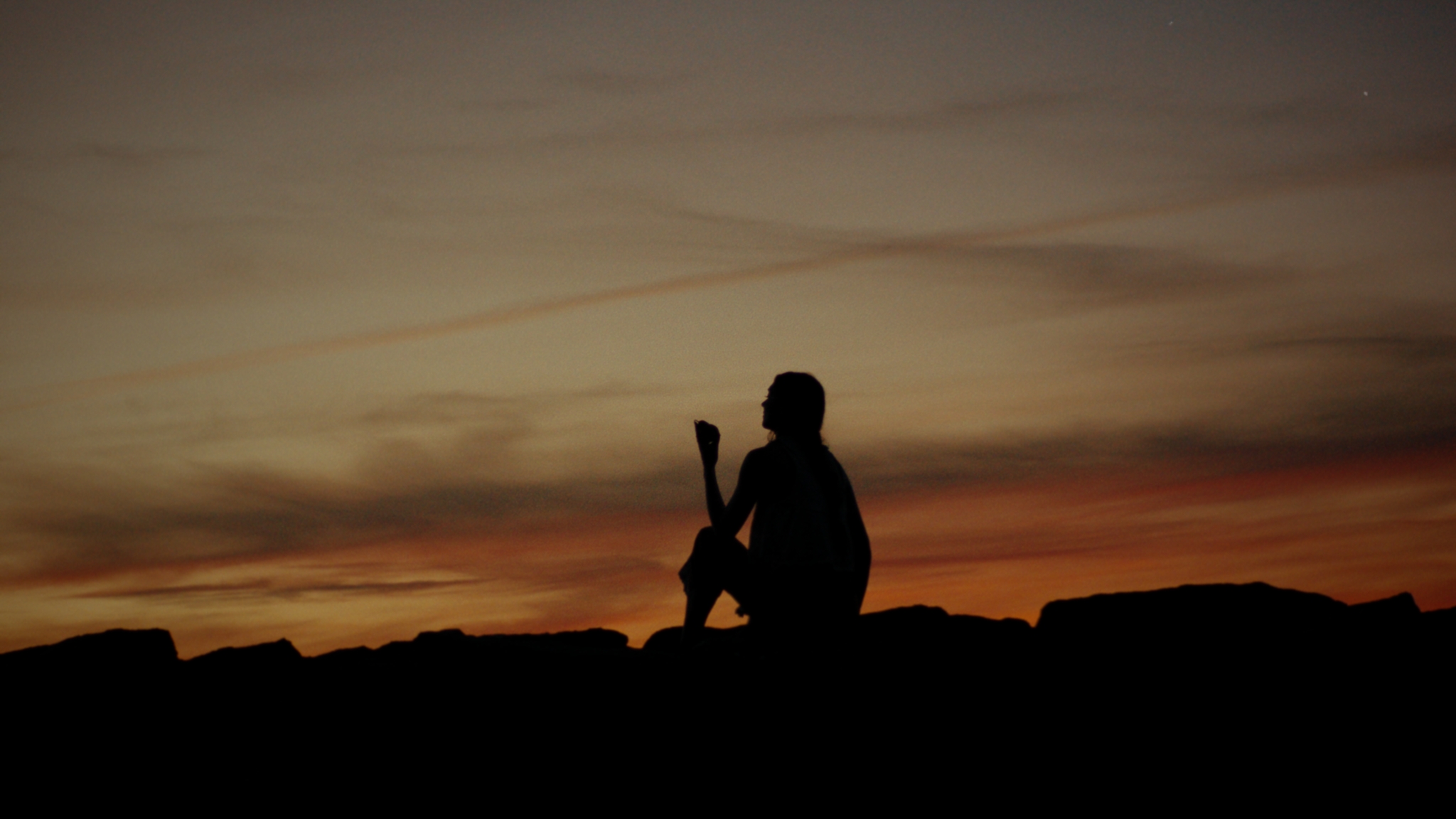 A silhouetted figure at sunset from Epilogue to a Wonderful Summer